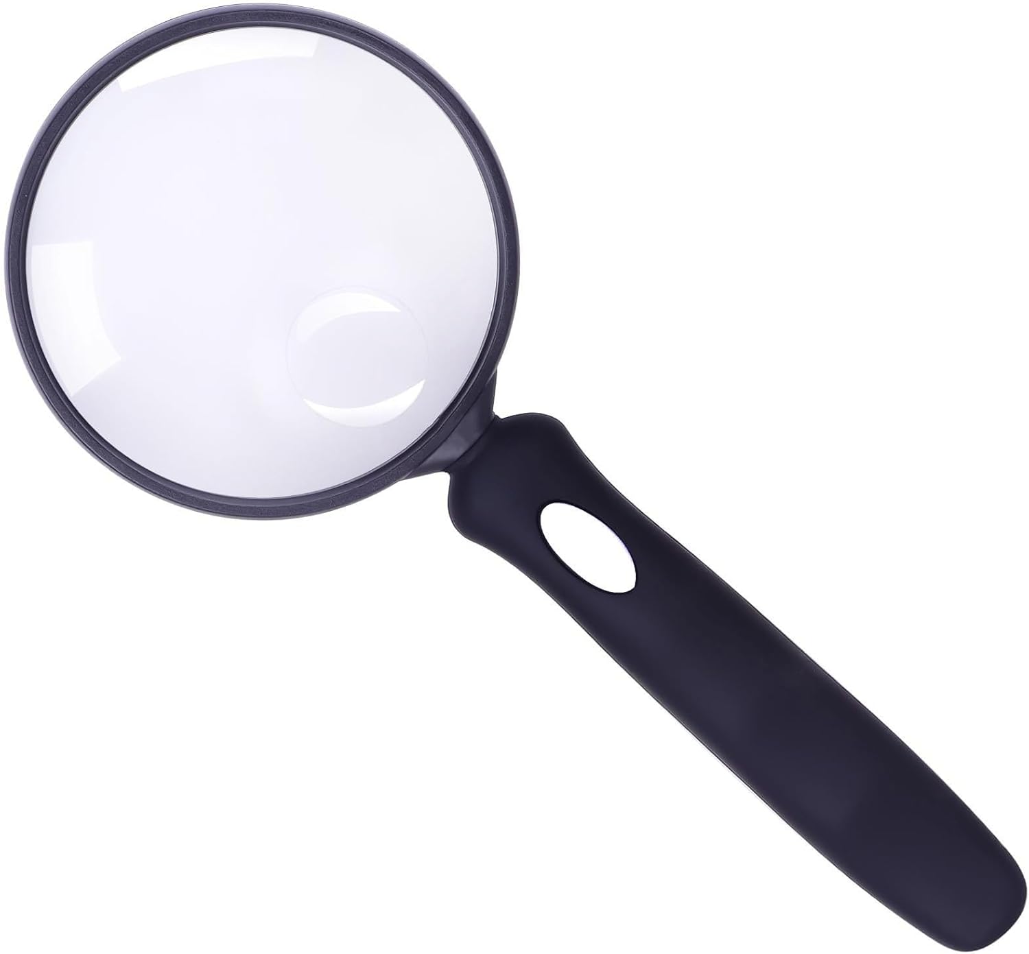 Lakei Magnifying Glass 10X Handheld Reading Magnifying Glass, 75mm Shatter Resistant Lens, Non-Slip Rubber Handle, Suitable for Elderly Reading, Natural Exploration and Science Hobby(Black)