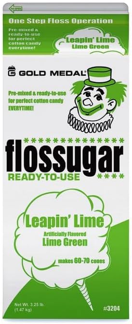 Cotton Candy Floss sugar Mix Flavors | Pack Of 6 | Birthday Cake, Wacky Watermelon, Bubble Gum, Banana, Blue Raspberry, and Lime Green Flavors | 1/2 Gallon Cartons