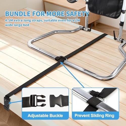 Bed Rails for Elderly Adults Safety, Foldable Bed Guard Rails, Assist Bar for Seniors Fit King/Queen/Full/Twin Size, Gifts for Seniors, Adjustable Heights & Storage Pocket