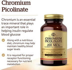 Solgar Chromium Picolinate 200 mcg, 180 Vegetable Capsules - Supports Healthy Blood Sugar Metabolism - Non-GMO, Vegan, Gluten Free, Dairy Free, Kosher - 180 Servings