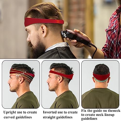 Neckline Shaving Template and Hair Trimming Guide, High-Grade Curved Silicone Headband for DIY Home Hair Trimming and Cutting,Home Haircuts Fade and Taper Guide for Clippers-(Red 1)