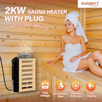 2KW 110V Sauna Heater with Plug, Electric Sauna Heater, 3h Timer for Small Sauna Rooms (100 Cu.Ft.), Dry Sauna Heater, No Wiring Needed Sauna Stove