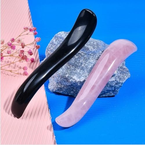 Massage Stones Guasha Roller Pink Jade Gemstone Meditation Healing Stick Stone Gua Sha Board for Facial Spa Massage