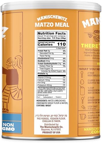 Manischewitz Matzo Meal Canister, 16 Ounce, Great for Breading & for Matzo Ball Mixes (Not for Passover Use)