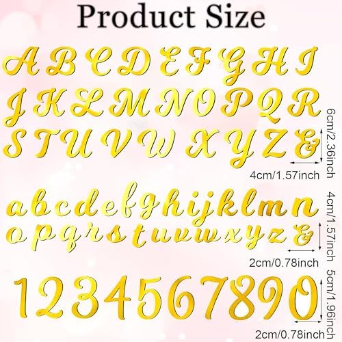 64 Pcs Acrylic Number Alphabet Cake Topper DIY Personalized Name Cupcake Toppers with A-Z Letter 0-9 Number Happy Birthday Set Suitable for Wedding, Birthday, Party Decoration (Gold)