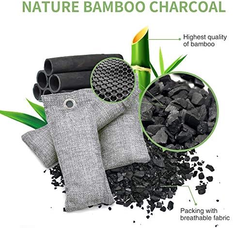 12 Pack Bamboo Air Purifying Bag, Activated Charcoal Bags Odor Absorber, Moisture Absorber, Natural Car Air Freshener, Shoe Deodorizer, Odor Eliminators For Home, Pet, Closet (6x50g, 6x150g)