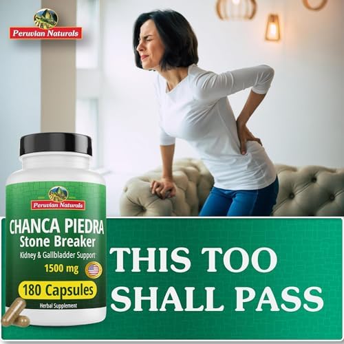 Peruvian Naturals Chanca Piedra Stone Breaker 180 Capsules - Kidney Stone Dissolver & Gallbladder - 1500mg per Serving - Chancapiedra Stonebreaker for Bladder Cleanse & Urinary Tract - Vegan, Non GMO