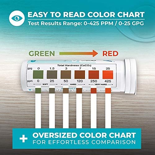Varify Water Hardness Test Kit - Water Testing Kit for Home, Drinking, Well, Spa, Swimming Pool, Softener, Dishwasher & More - Hard Water Test Strips for Calcium, Magnesium etc (0-425 pmm, 150 Strips)