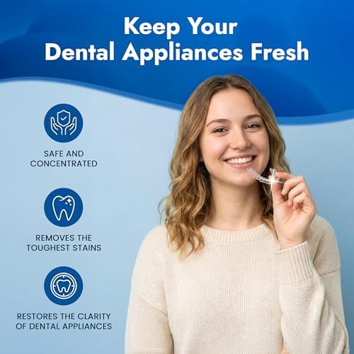 TCS Fresh Retainer Cleaner – Powder Solution for Denture, Aligner, Nightguard, Mouthguard & Retainer – Mint Essence Flavor, 12 Packets (3 Month Supply)