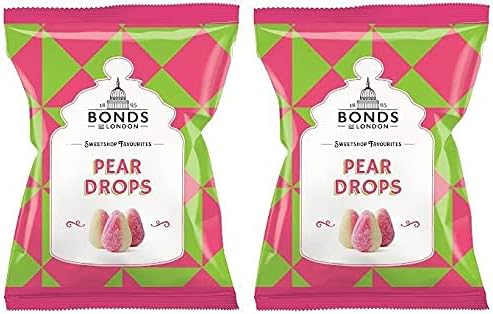 Original Bonds London Pear Drops Bag Sugar Coated Pear Flavored Boiled Sweets A Classic Sweetshop Favorite Imported From The UK England The Best Of British Candy Bannana And Pear Flavour Pack of 2