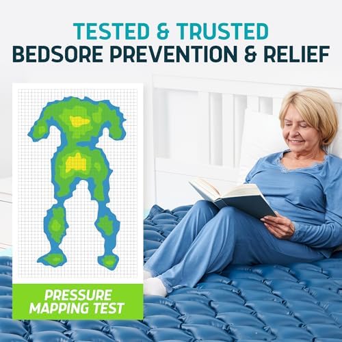 Lunderg Queen Size Alternating Air Pressure Mattress Pad with Static Mode - Comfortable Bed Sore Prevention - Includes Waterproof Mattress Topper 53" x 77" & Quiet Pump - Doctors Recommended