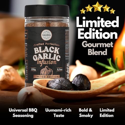 Premium Black Garlic BBQ Rub – Limited Edition Universal Seasoning – Infused with Rich, Umami Flavour – Bold & Smoky Spice Blend – Large Jar (230g)