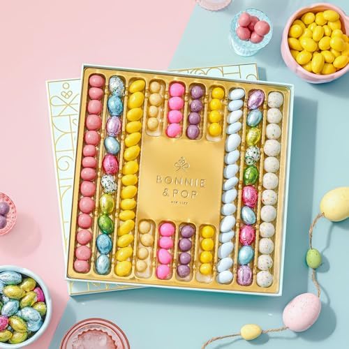 Easter Chocolate Gift Baskets, Candy Gourmet Gifts, Chocolate Easter Eggs, Unique Food Treat Ideas for Him, Her, Men, Women, 10 Flavors, 100+ Pieces of Chocolate Candy | Bonnie & Pop