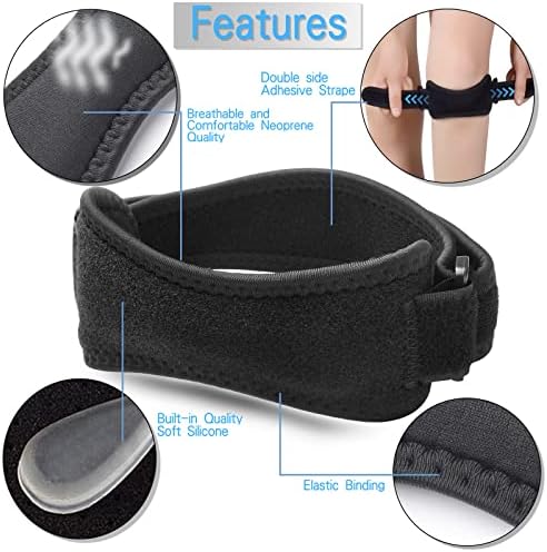 Patella Tendon Knee Strap, Knee Pain Relief for Torn Meniscus ACL MCL Arthritis Tendonitis, Knee Brace Support for Working Out Weightlifting Squats Running Jumpers Tennis. （2 Pack）