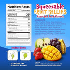 Fruit Squeezable Jellies - 40 Count Jar - Tik Tok Candy - Fun Jelly Treat in Assorted Fruit Flavors - Mango, Strawberry, Apple, Pineapple & Grape - Gelatin Free
