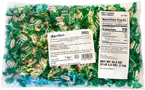 Sperlari "Menta" Mint Hard Candy Bulk Bag, Individually Wrapped Italian Sweets, 1 Kg / 2.2 Lbs Bag (1-Pack)