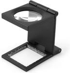 10x Magnifying Glass, Folding Pocket Magnifier with Pouch, Zinc Alloy and Optical Glass, 28mm Lens, Black, for Watch Repair and Jewelry Inspection
