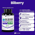 Healthfare Bilberry Supplement for Eyes | 5000mg Extract | Vision & Eye Health Support | Antioxidant Support | 200 Vegan Capsules | Extra Strength | Non-GMO, Gluten-Free | Made in USA