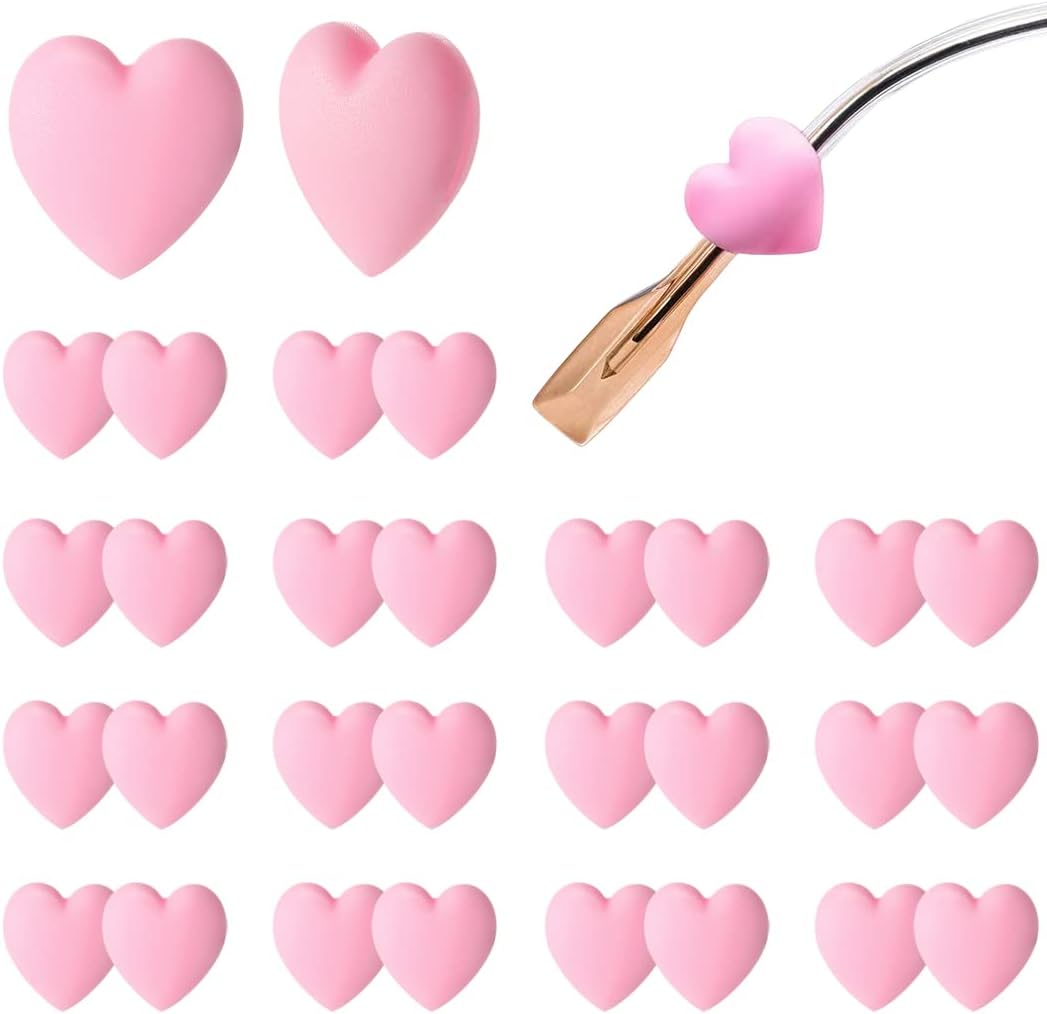 15 Pairs Silicone Eyeglasses Retainer, Eyewear Ear Grip Ear Hooks Anti-Slip Holder Eyeglasses Stoppers Temple Tips For Eyeglasses, Sunglasses, Reading Glasses (Pink LOVE)