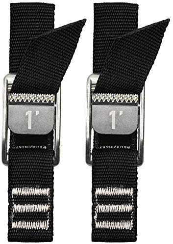 NRS 1" HD Tie-Down Straps 1' Pair Stealth Black