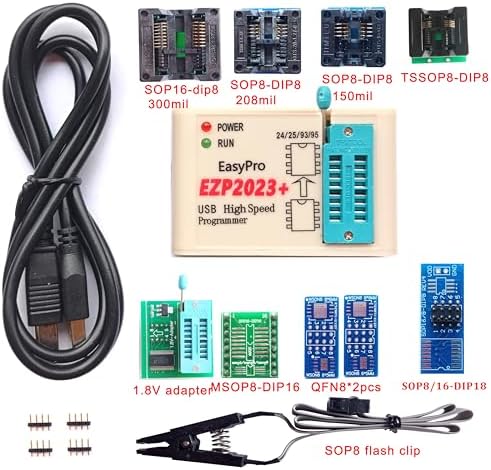 EZP2023 Programmer USB SPI 9 Adapters EZP2019 Upgraded Chip Writer Reader IC Test Clip 24 25 93 95 EEPROM Flash Bios Minipro Socket
