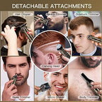 Beard Trimmer Kit Professional Hair Clipper Zero Gapped T-Blade Electric Shaver Razor Nose Body Trimmer for Men Cordless Grooming Kit 7 in 1