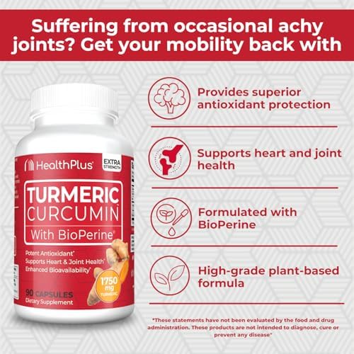 Health Plus Turmeric Curcumin, 90 Capsules, 30 Serving