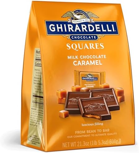 GHIRARDELLI Milk Chocolate Caramel Squares, Individually Wrapped Candy for Gifting and Sharing, 21.3 oz Bag