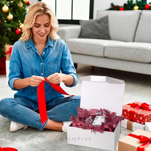 MALICPLUS Crinkle Cut Paper Shred Filler, 1 LB for Gift Wrapping & Basket Filling Burgundy Shredded Paper Natural Craft Bedding Basket Filler Shred