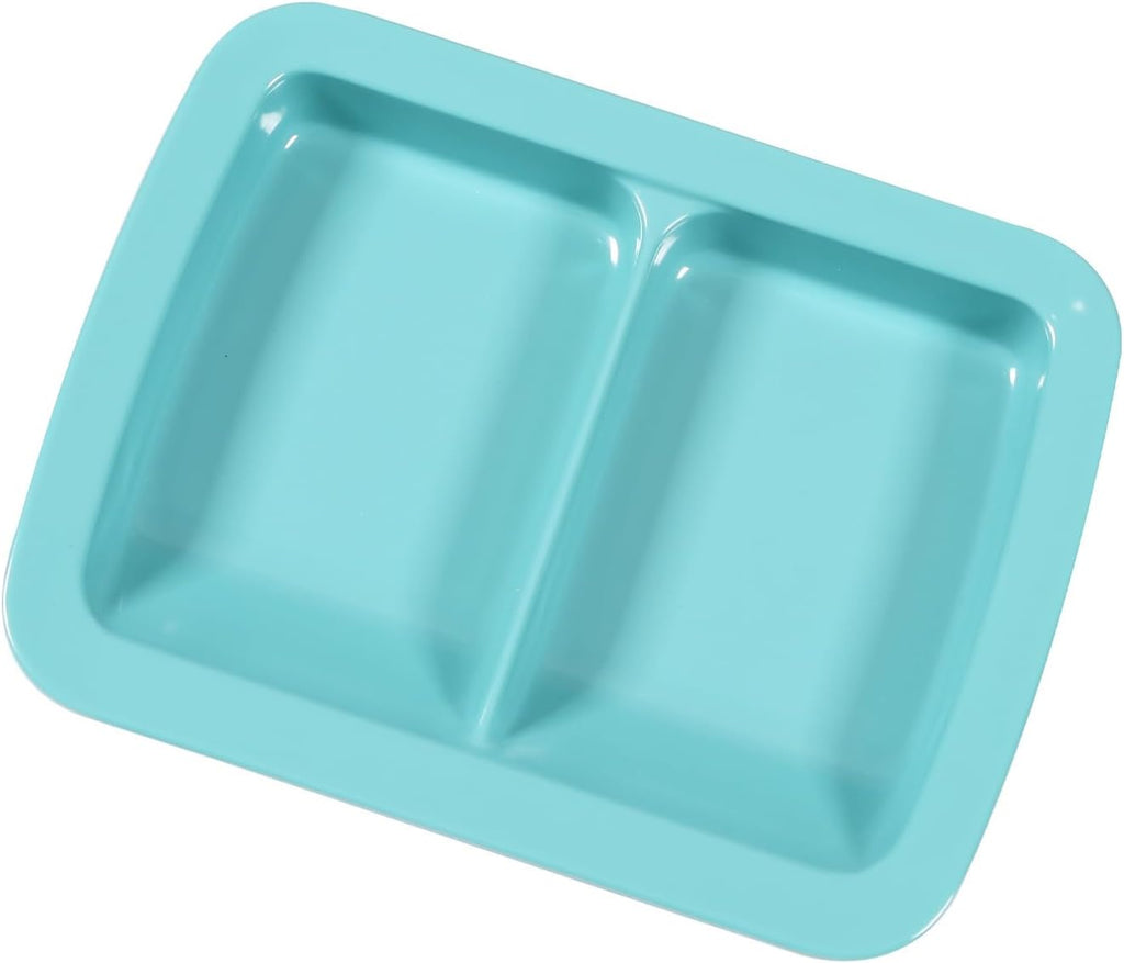 Adaptive Utensils Scoop Weighted Plate,2 Section Divided Spill-proof Plates with Extra Wall for Elderly,Non-slip Disabled Products for Handicapped to Self-feeding-Pack of 1