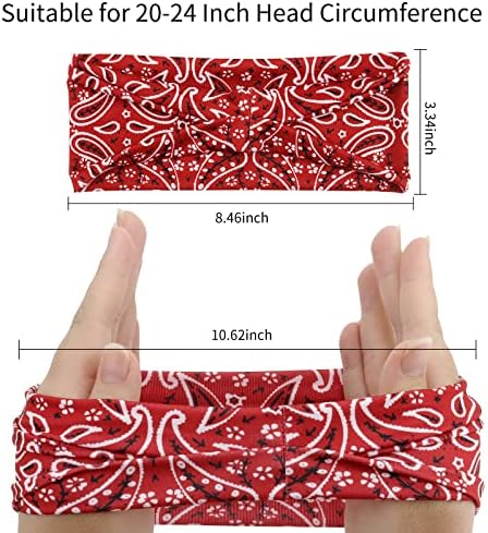 YARIEW 6Pcs Headbands Paisley Bandanas Head Bands Sweat Band Hair Wrap Headwrap Fashion Boho Wide Thick Workout Yoga Elastic Headbands Mens Cooling Running Sports Headband Sweatbands for Women and Men