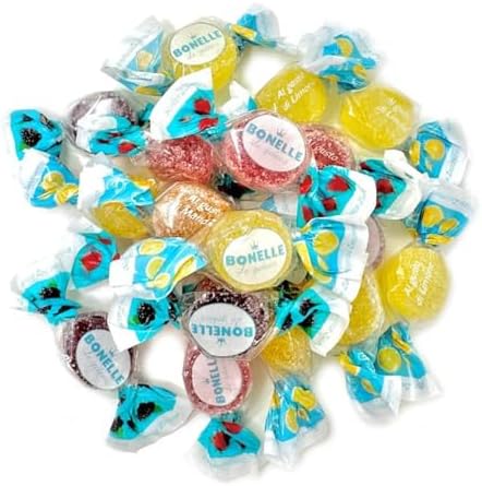 Gourmet Bonelle Italian Sugar-Free Fruit Jellies -1.5 lbs Individually Wrapped Sugar-Free Candy for Diabetics- Mandarin, Lemon, Strawberry, and Blackberry Flavors-Vegan & Gluten-Free(Approx 160 pieces 24 oz)