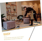 Wooden Broom with Stainless Steel Handle Soft Bristle Cleaning Brush for Hardwood Floors Carpets Indoor Use Lightweight Anti-Static Design for Easy Sweeping