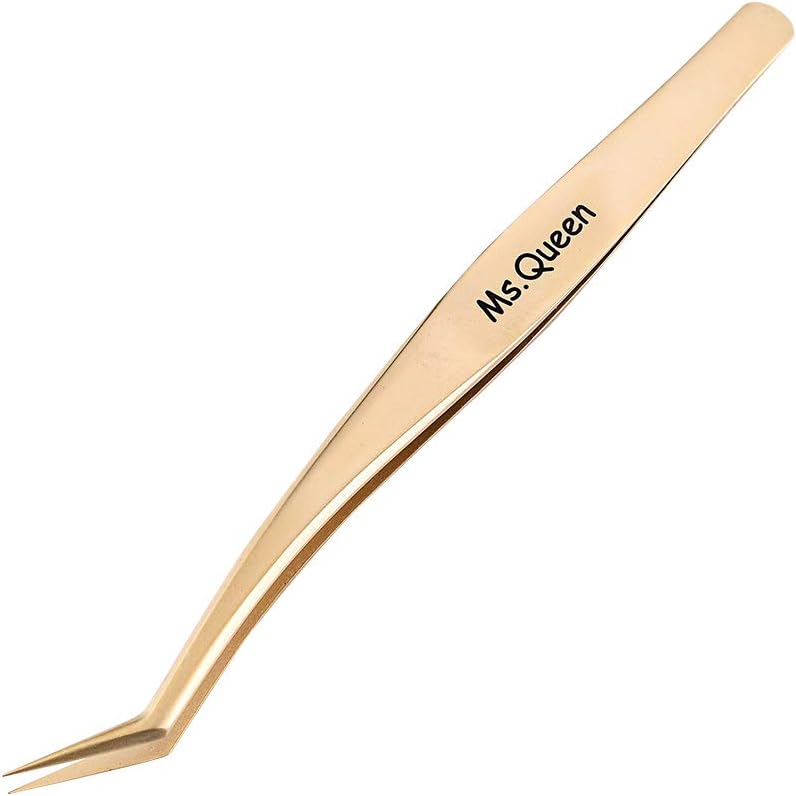 Ms.Queen Eyelash Extension Tweezers-Precision Tweezers for 2D-6D Volume&Individual False Lashes Extensions-Golden-Volume Tweezers