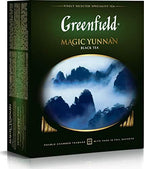 Greenfield Magic Yunnan Black Tea, 100 Double Chamber Tea Bags, Premium Chinese Yunnan Blend, Rich & Malty, Smooth Finish, Individually Sealed Foil Sachets, Caffeinated