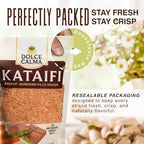 Dolce Calma Premium Roasted Kataifi Dough (180g / 6.4oz) – Kadayif for Dubai Chocolate Bar, Kunafa & Baklava Desserts, Finely Shredded Fillo, Resealable Bag, Phyllo for Pistachio Cream Bakery Knafeh