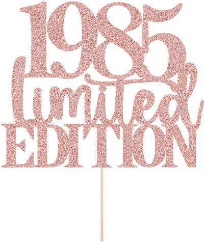 Limited EDITION 1985 cake topper 41th birthday happy birthday cake topper men and women cheer 41 years old handmade rose gold glitter cake decoration (1985)