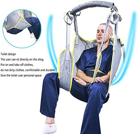 Patient Lift Sling Heavy Duty Transfer, Hoist for Lifting Elderly Divided Leg Shower Sling for Patient Lifts Heavy Duty Transfer Sling for Disabled Elderly, Gray