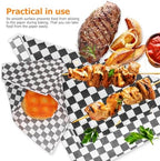 BESTonZON Checkered Food Grade Wrapping Paper 30x30cm 100 Sheets Oil-proof Greaseproof Parchment Sheets for Sandwich, Candy, Cake, Cheese, Baking and Food Basket Liners