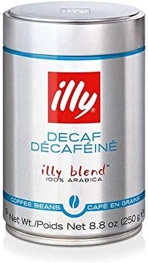 illy Italian Whole Bean Decaffeinated Coffee, One Can, 8.8-ounces