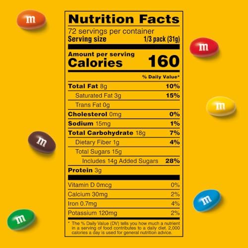 M&M’S Peanut Milk Chocolate Individually Wrapped Candy, Share Size Bulk Chocolate Candy for Movies, Party Favors, 78.48 Oz, 24 Ct