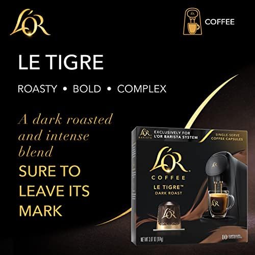 L'OR Coffee Pods, 50 Count Le Tigre Dark Roast Blend, Single-Serve Aluminum Coffee Capsules Compatible with the L'OR BARISTA System & *Nespresso Original Machines, 50 Count (Pack of 5)