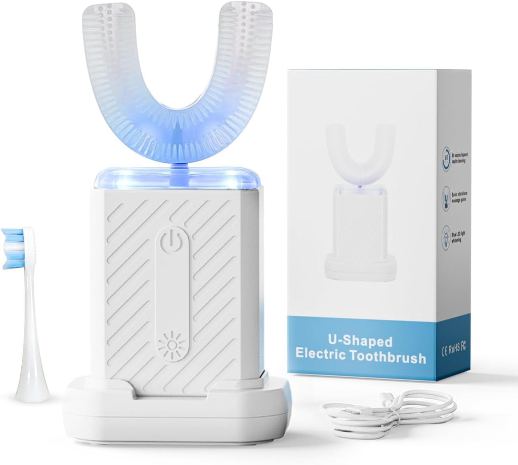 U-Shaped Electric Toothbrush, 48,000 VPM, 4 Modes, 60-Second Clean, IPX7 Waterproof, ultrasonic Toothbrush with Magnetic Contact Charging
