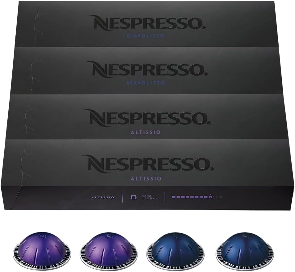 Nespresso Capsules Vertuo, Espresso Bold Variety Pack, Medium and Dark Roast Espresso Coffee, 40-Count Espresso Pods, Brews 1.35oz.