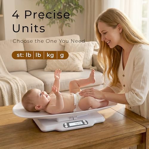 Baby Scale for Weighing, Multi-Function Infant & Pet Scale with Hold Function,Curved Removable Tray,Weight Tracking, Max 66 Lbs, Accurate Digital Scale for Newborns,Toddlers,Puppy,Cat, Auto Off