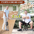 HZZEDNG-Hold 400 lbs Folding Canes with Seat, Allows Durability While Walking and Convenience for Sitting, Aluminum Portable Anti-Slip Cane Seat, Height-Adjustable Walking Cane