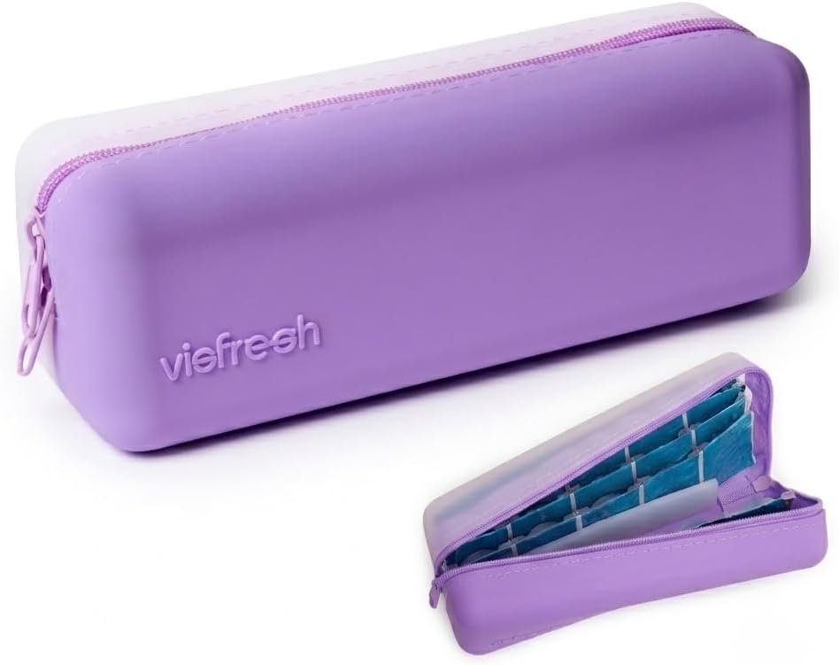 Disposable Daily Contact-Lens Case Organizer, Travel-Friendly, Premium Quality, Water-Resistant Silicone Case with Clearly Labeled R & L, Storage up to 30 lenses (Purple)