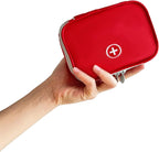 Portable Empty First Aid Bag, Mini Travel Medicine Pouch Double Zippers Handy Pills Pocket for Travel Home, Red