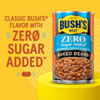 BUSH'S BEST 8.1 oz Canned Zero Sugar Added Baked Beans, Source of Plant Based Protein and Fiber, Low Fat, Gluten Free, (Pack of 12)