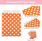 uxcell 100Pcs Kraft Paper Treat Bags, 7" x 5" Greaseproof Kraft Candy Bags Flat Favor Bags Small Gift Bags for Bakery Cookies Dessert Chocolate Soap Wedding Party Favor, Orange Dot
